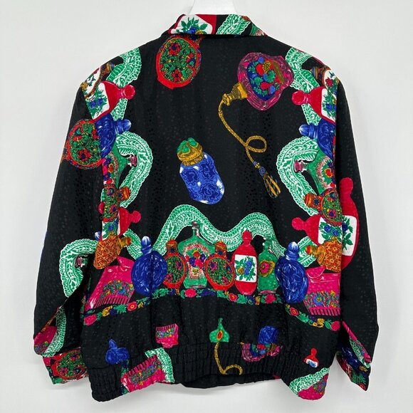 Vintage Bomber Jacket Coat Size Medium Pockets Satin Tan Jay 100% Polyester USA - Picture 8 of 12